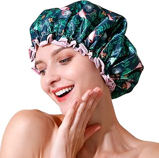 Shower Cap, BEAUTAIL Reusable Bath Shower Caps for Women Long Hair, Double Layer Waterproof Bathing Shower Hat Hair Protec...