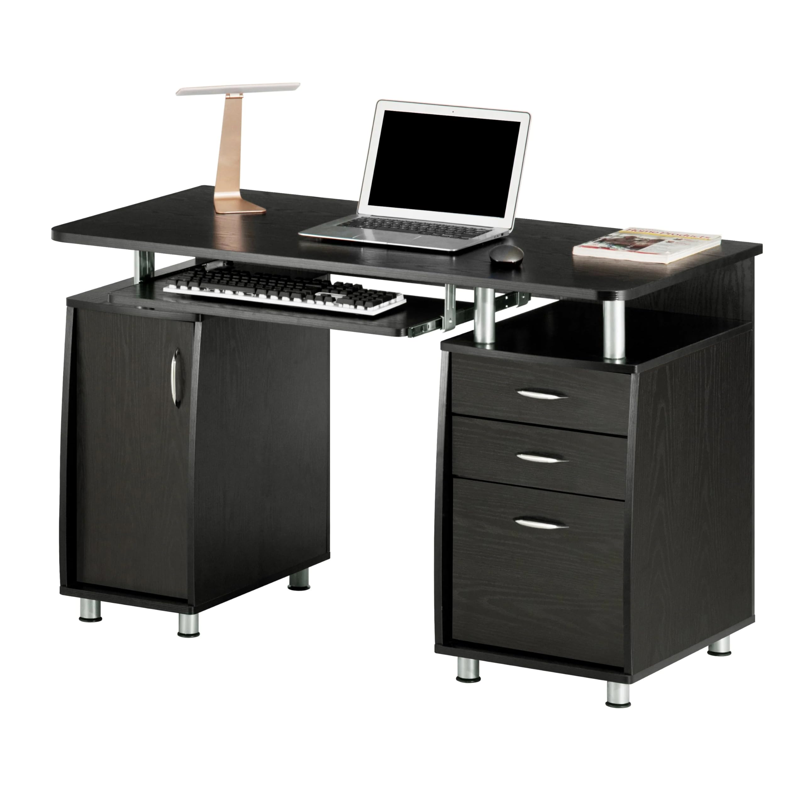 Photo 1 of Techni Mobili 47.25" Ergonomic Computer Writing Desk with Drawers, File Cabinet and Storage for Home Office, Espresso