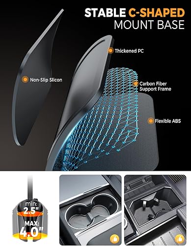 Miniatura 3 de eSamcore Soporte para tablet para automóvil, soporte para tazas sin obstrucciones para iPad con base de montaje hueco flexible, abrazadera profunda