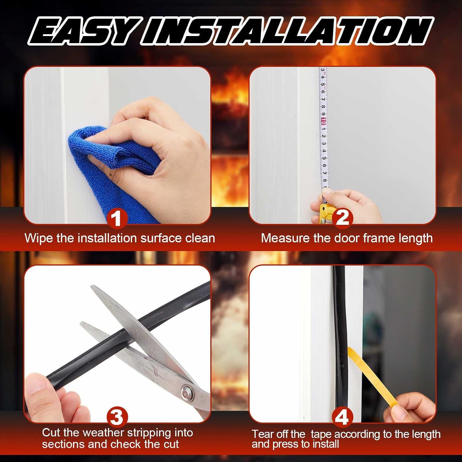 2 Roll Adhesive Backed Fire/Smoke Seal Flexible Silicone Weather Stripping Gasket Smoke Seal for Door Window Fireplace Commercial(0.5" W X 0.37" H X 17' L,3 Layer,Dark Brown)
