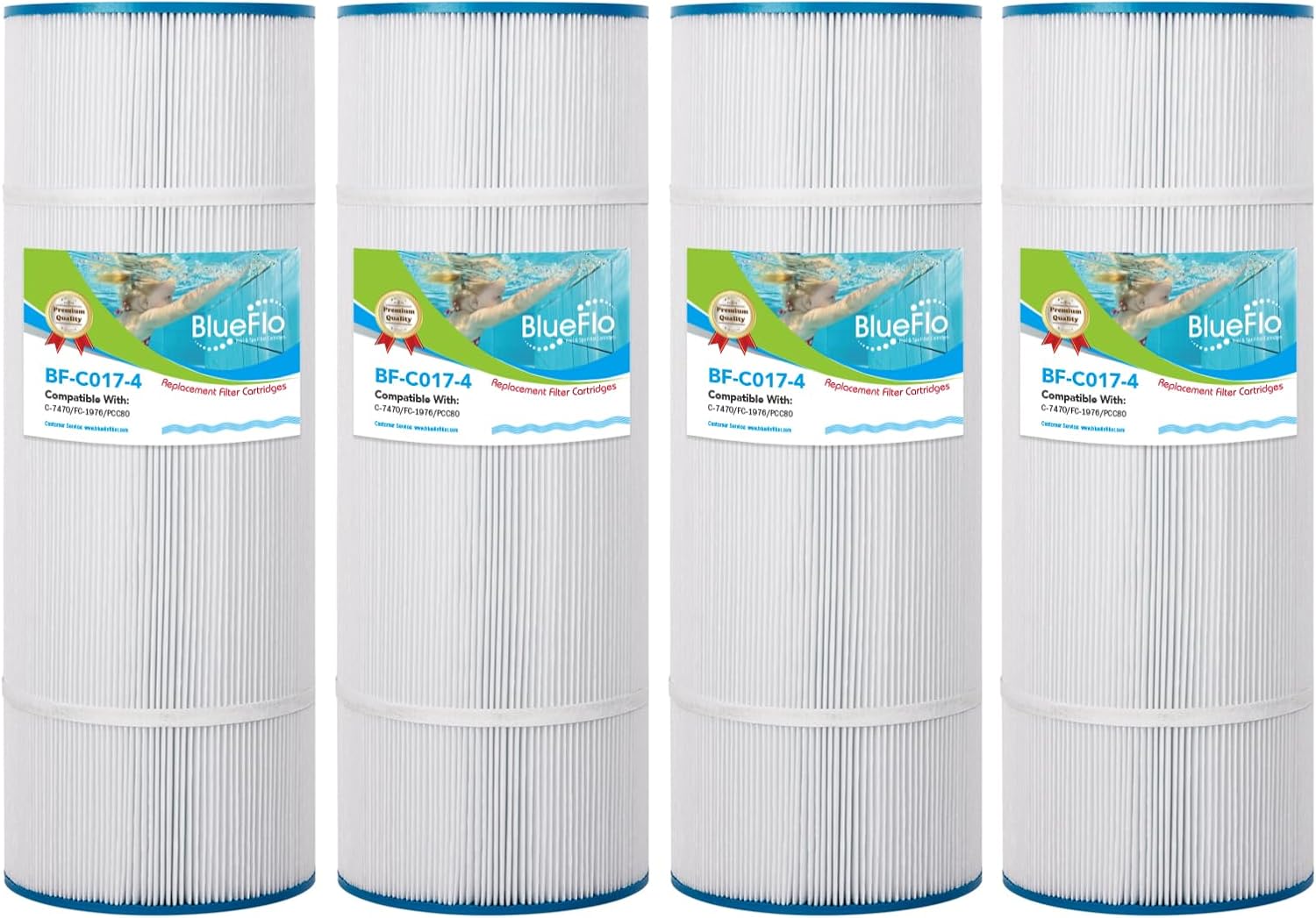 Pool Filter Cartridge Replace for C-7470, CCP320, PCC80, Clean and Clear Plus 320, Filbur FC-1976, R173573, 178580, 817-0081, Wtaerway Crystal Water, 20” x 7”, 4 Pack