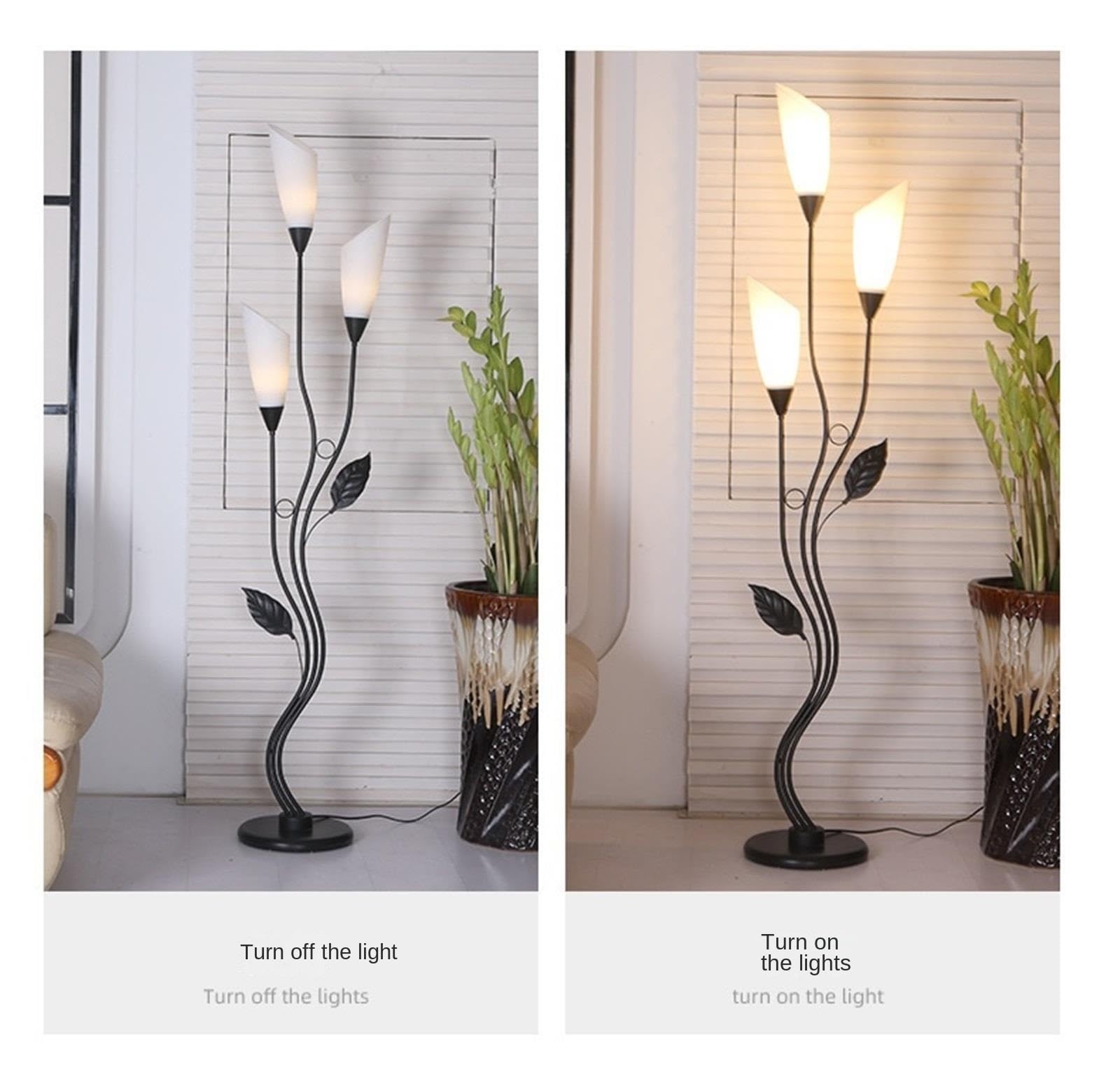 Lampa Podłogowa Lampa Stojąca Z Akrylowym Abażurem, Nowoczesna Kutego Żelaza Do Sypialni