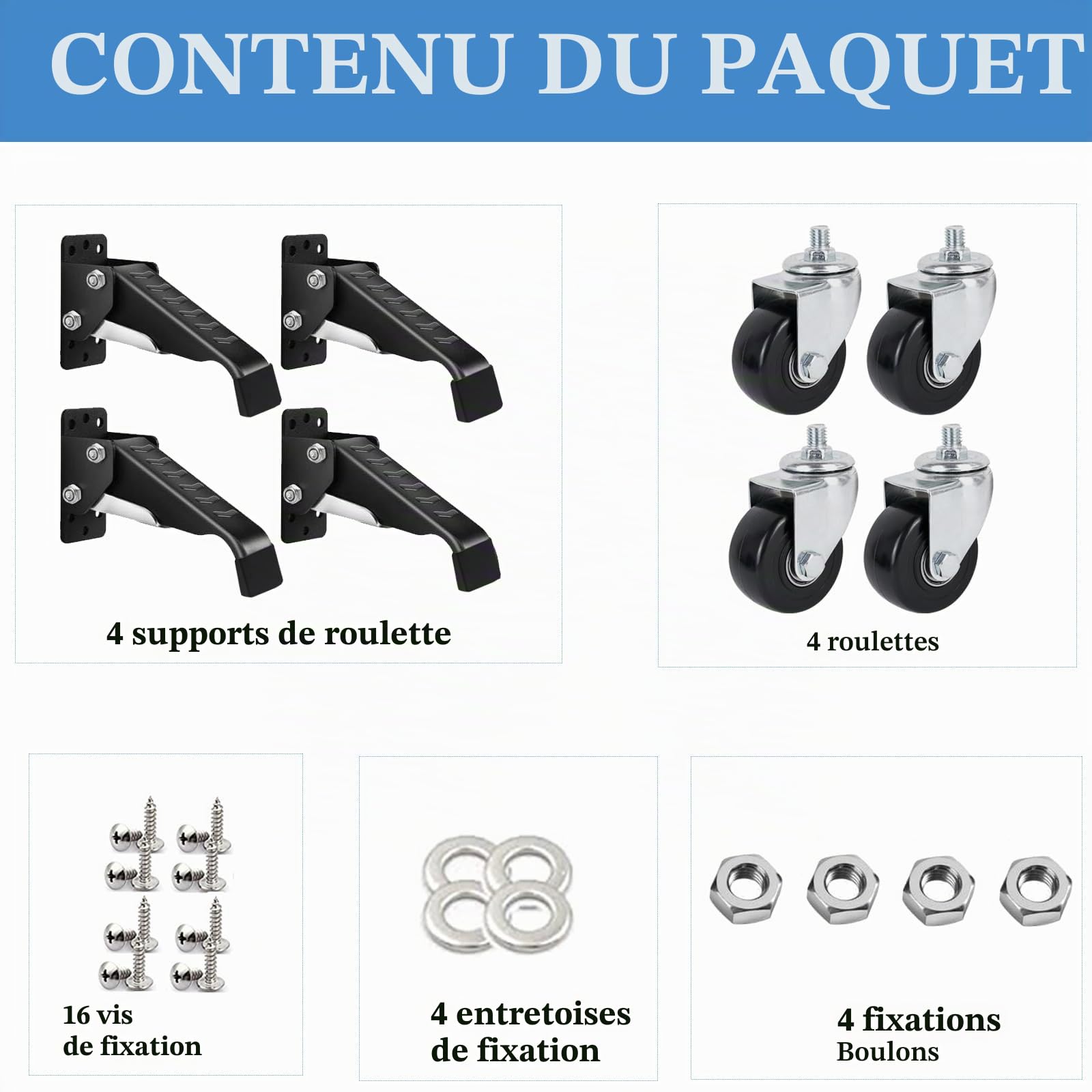 Roulettes Pivotantes pour Charges Lourdes avec Fonction de Levage et d'abaissement, Lot de 4 Roulettes de Meubles Jusqu'à 300 kg, Roulette d'établi PU Roulettes pour Machines et Tables