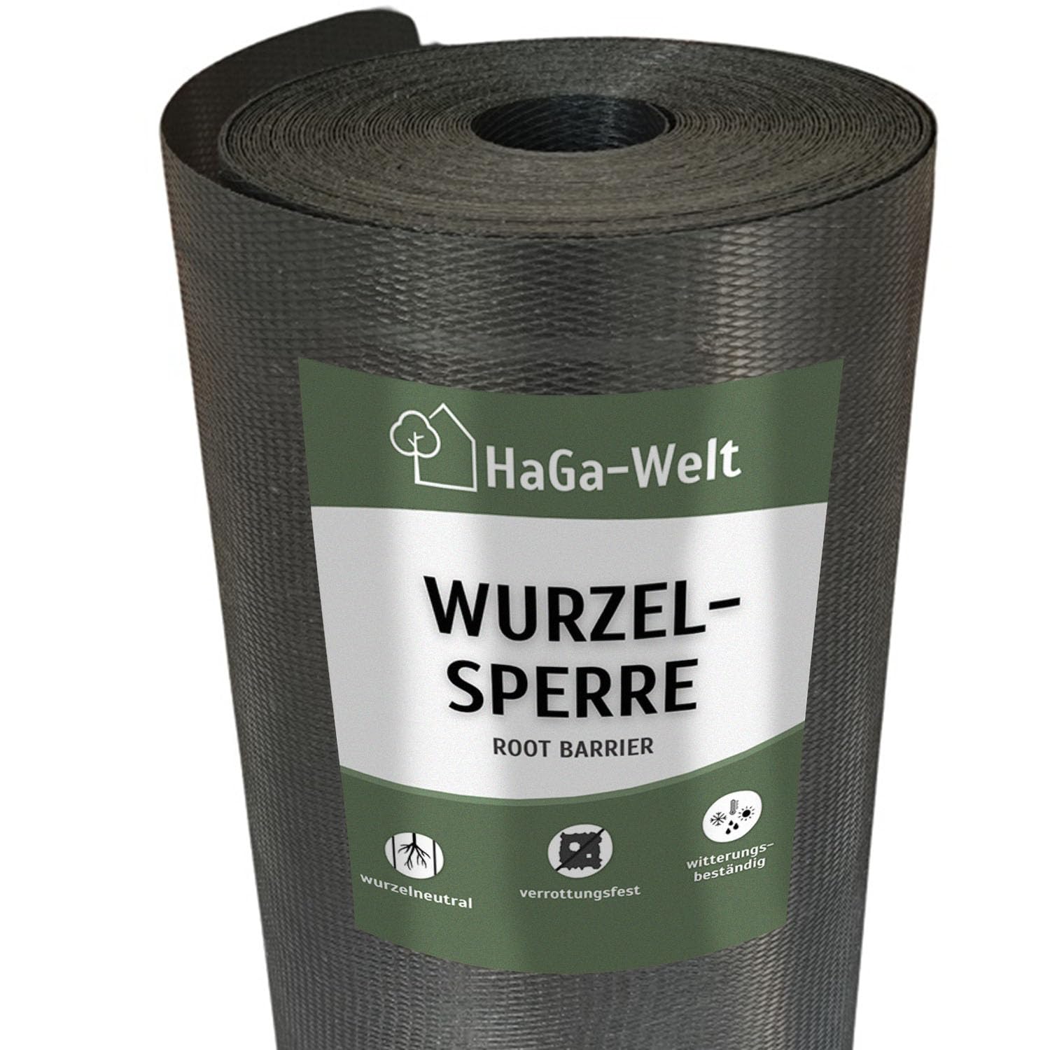 HaGa Barrera para raíces, 60 cm de ancho x 25 m de largo, resistente a los rayos UV y duradero, resistente a los rayos UV, barrera de rizomas