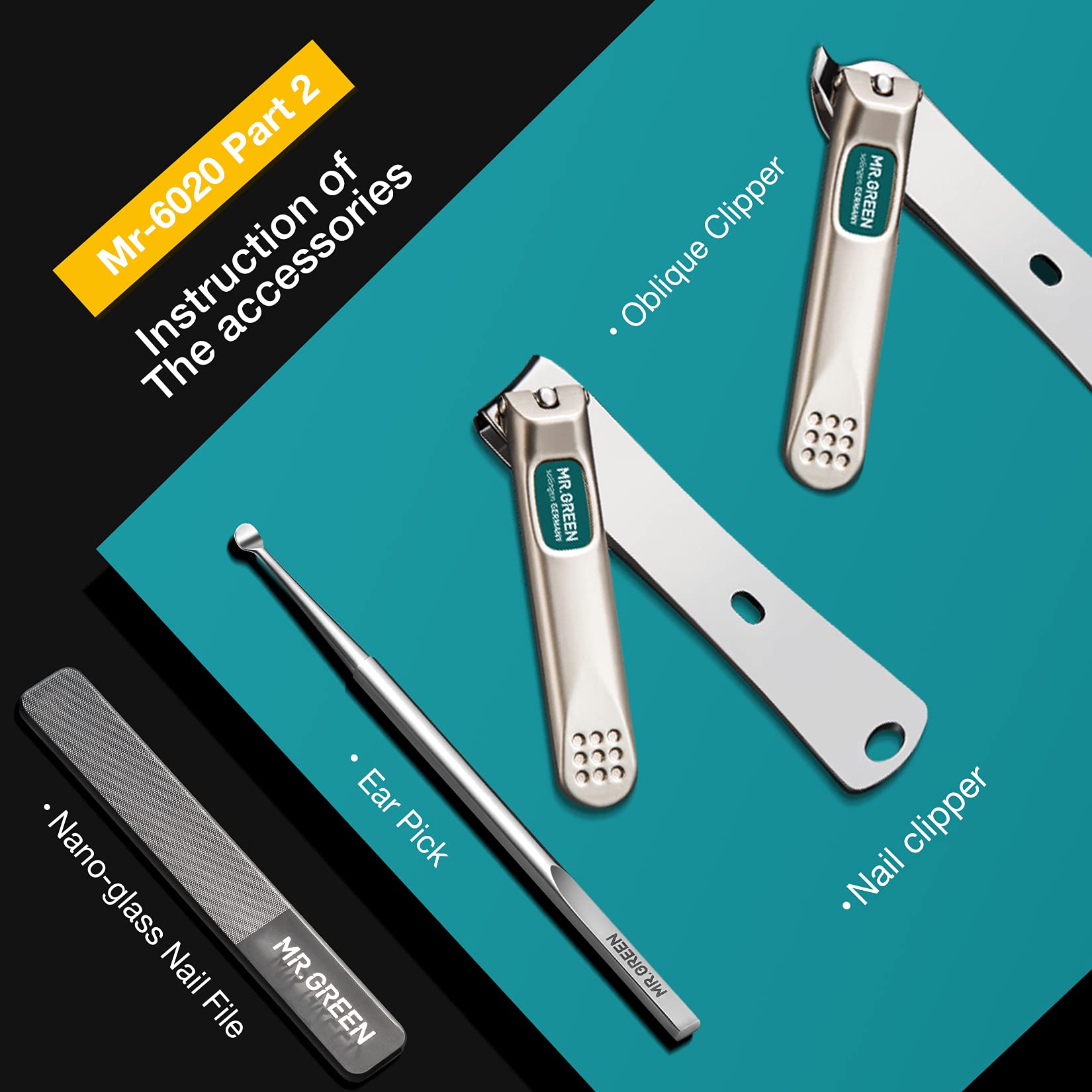 MR.GREEN 7 in 1 Set Manicure Strumenti di Cura Personale Professionale In Acciaio Inox Tagliaunghie Pedicure Set Manicure Set con Custodia in Pelle PU