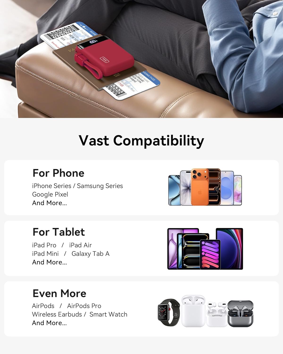 INIU Portable Charger, 22.5W 20000mAh Fast Charging Small Power Bank, Flight Cruise Ship Travel Essentials Mini Phone Charger Compatible with iPhone Samsung for College Students Teen Boys Girls, Red