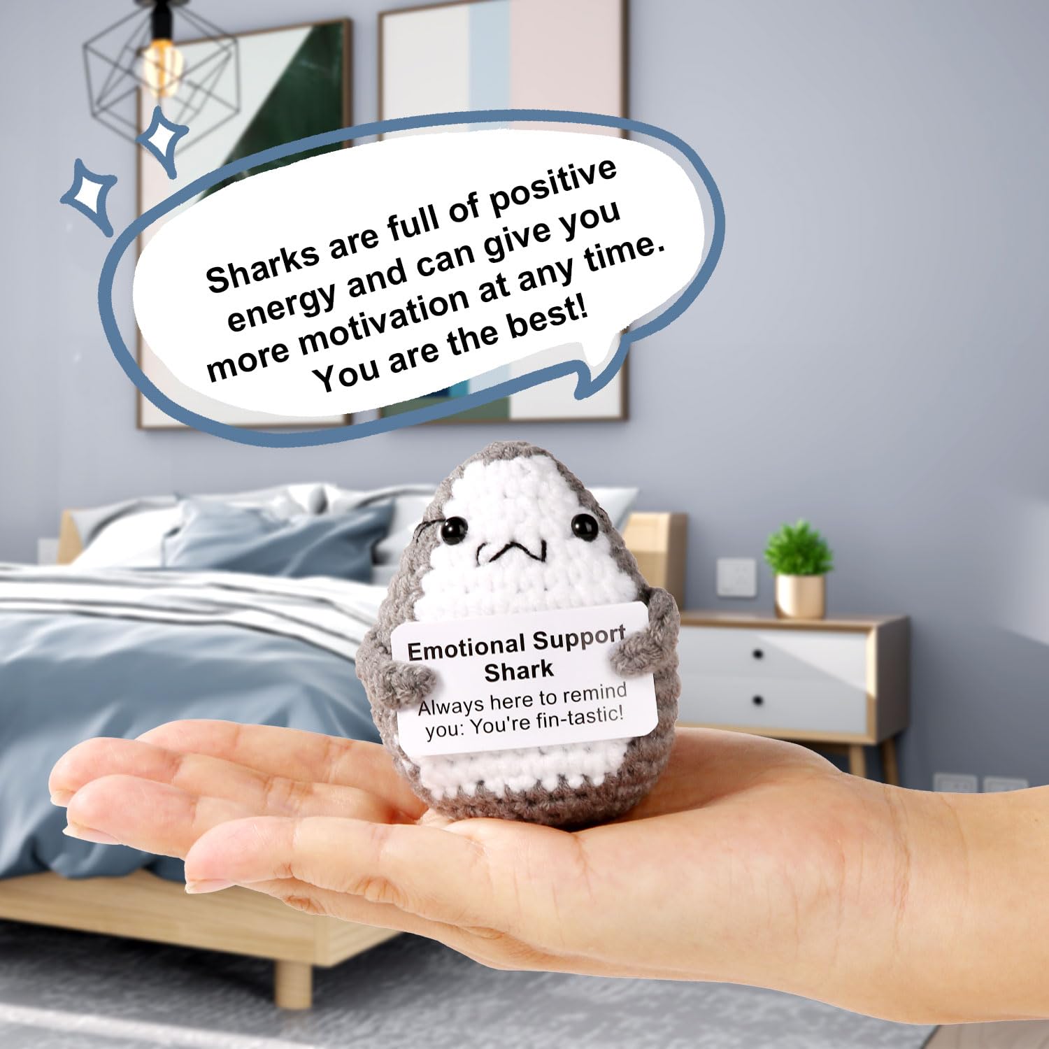 Positive Shark, Cute Positive Crochet Animals Funny Emotional Support