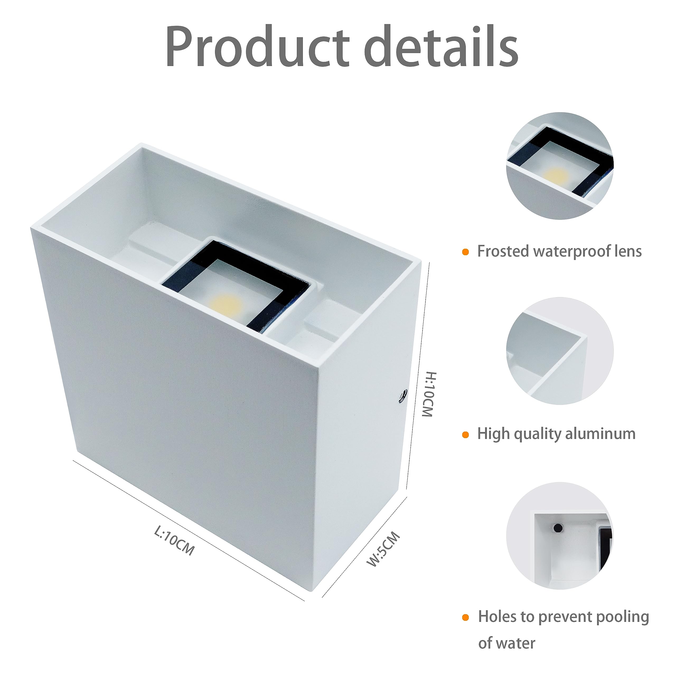 KICAAO 4 Pezzi Applique da Parete Esterno LED Lampada da Parete Interno Moderno Bianco,12W Luce Caldo 3000k, Lampada Muro IP65 Impermeabile Quadrata Alluminio Lampada da Parete Esterna… (4)