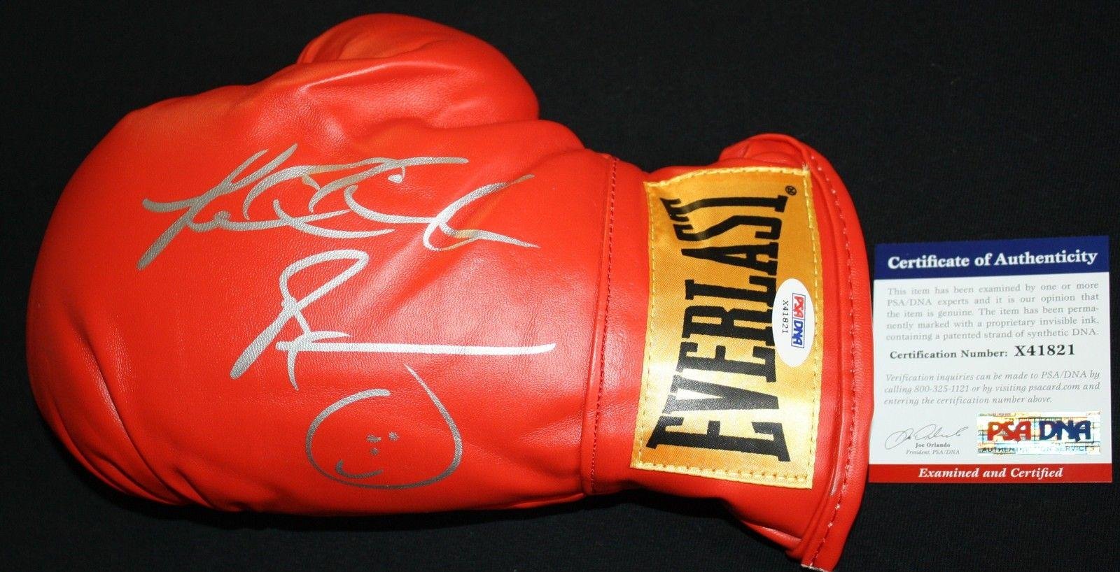 Riddick Bowe signed boxing glove, WBO, WBC, WBA, IBF, PSA/DNA X41821 - Autographed Boxing Gloves