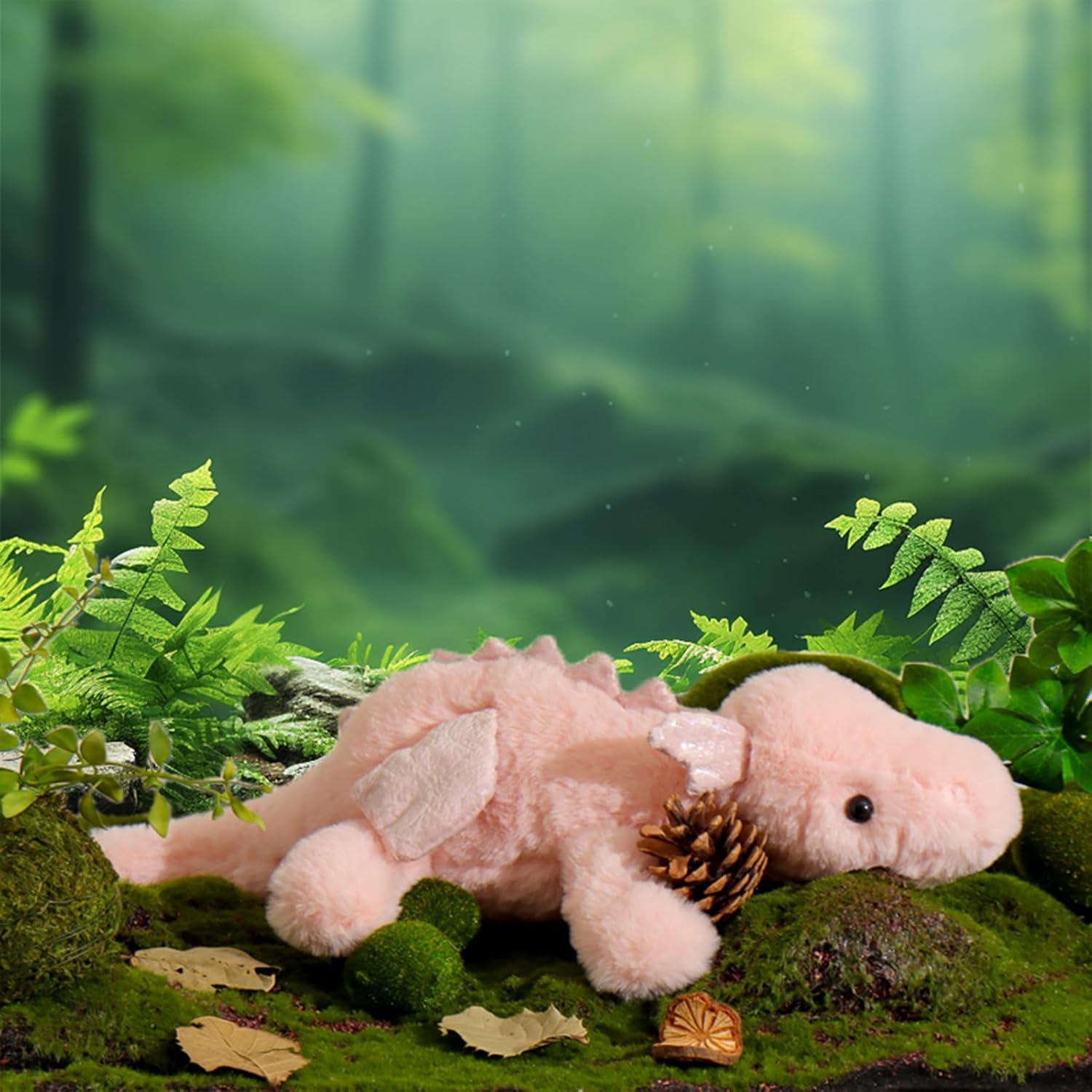 Apricot Lamb Toys Plush Pink Lying Dragon Dinosaur Stuffed Animal Soft Cuddly Perfect for Child (Pink Dragon,15 Inches)