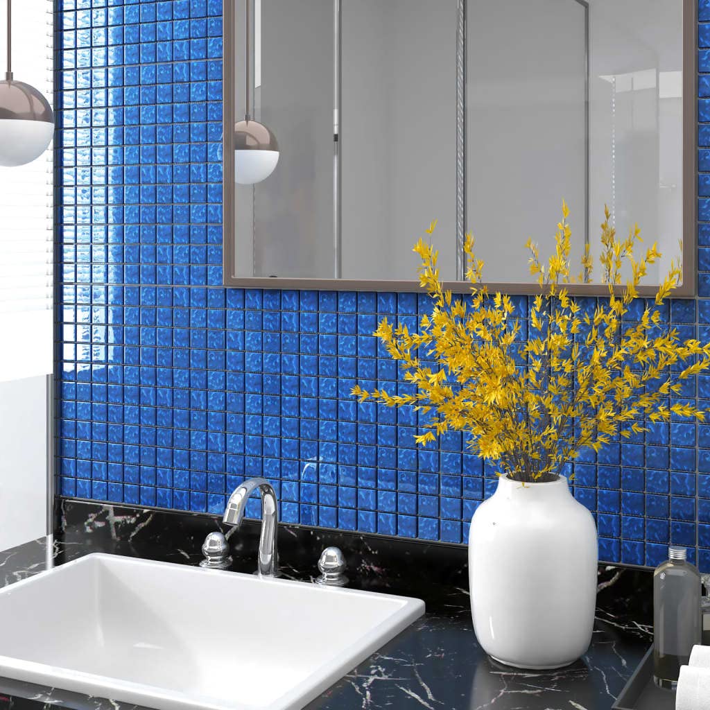 Piastrelle per pareti e soffitti - Materiali da costruzione - Piastrelle a mosaico 11 pezzi Blu 30x30 cm Vetro