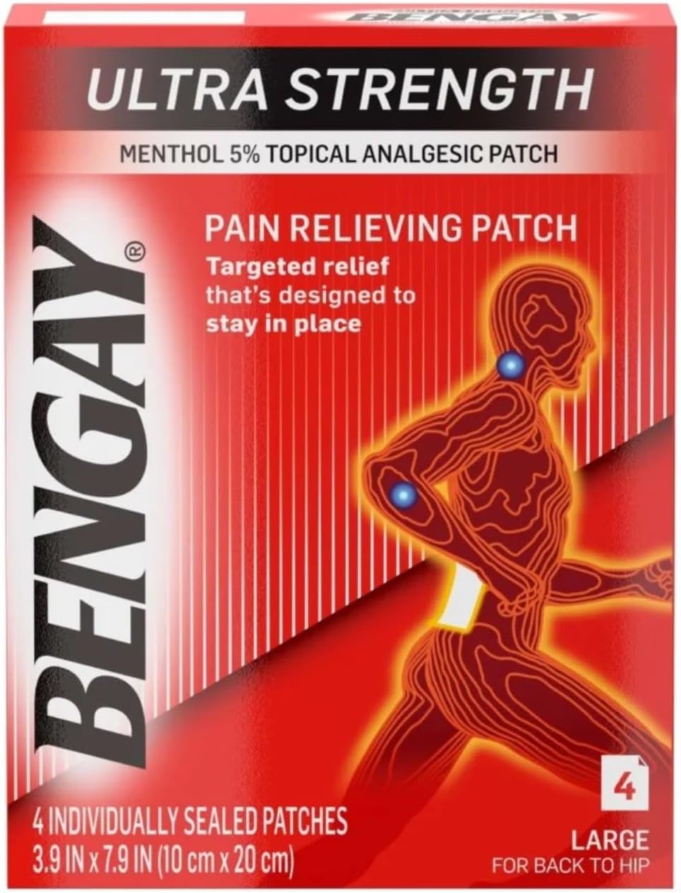 Ultra Strength, Pain Relieving Patch, Large Size, 4 Count - Buy Packs and Save (Pack of 3)