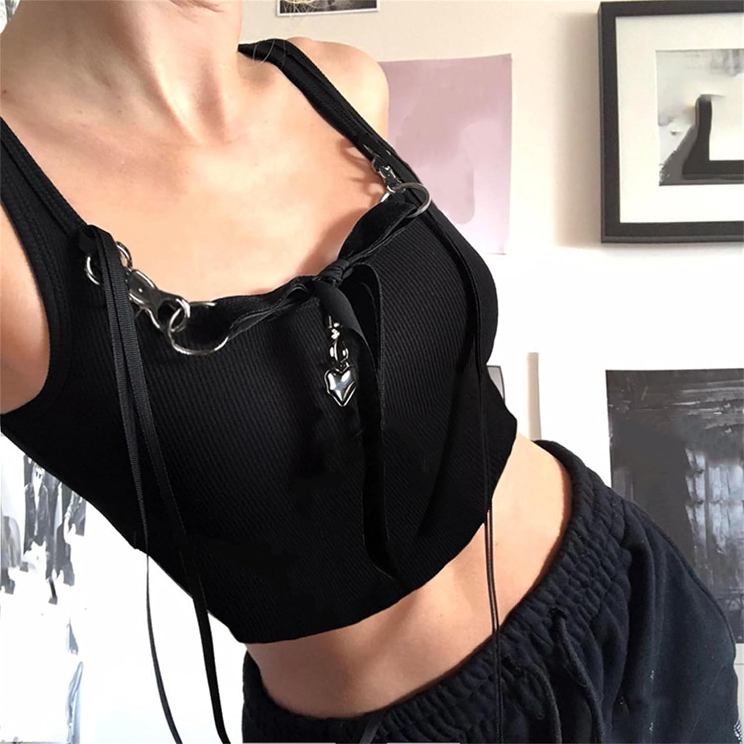 Goth Crop Tank Top for Women Y2k Harajuku Summer Rave Punk Going Out - Image 4