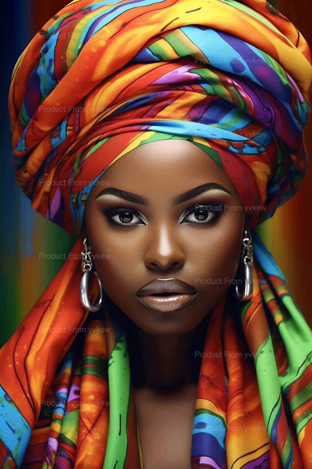 Fashion African Women Beauty Diamond Painting, African American Diamond Painting Kits, 5D DIY Diamond Painting Kits for Adults Diamond Art, for Room Home Wall Decor Gift 12x18 inch