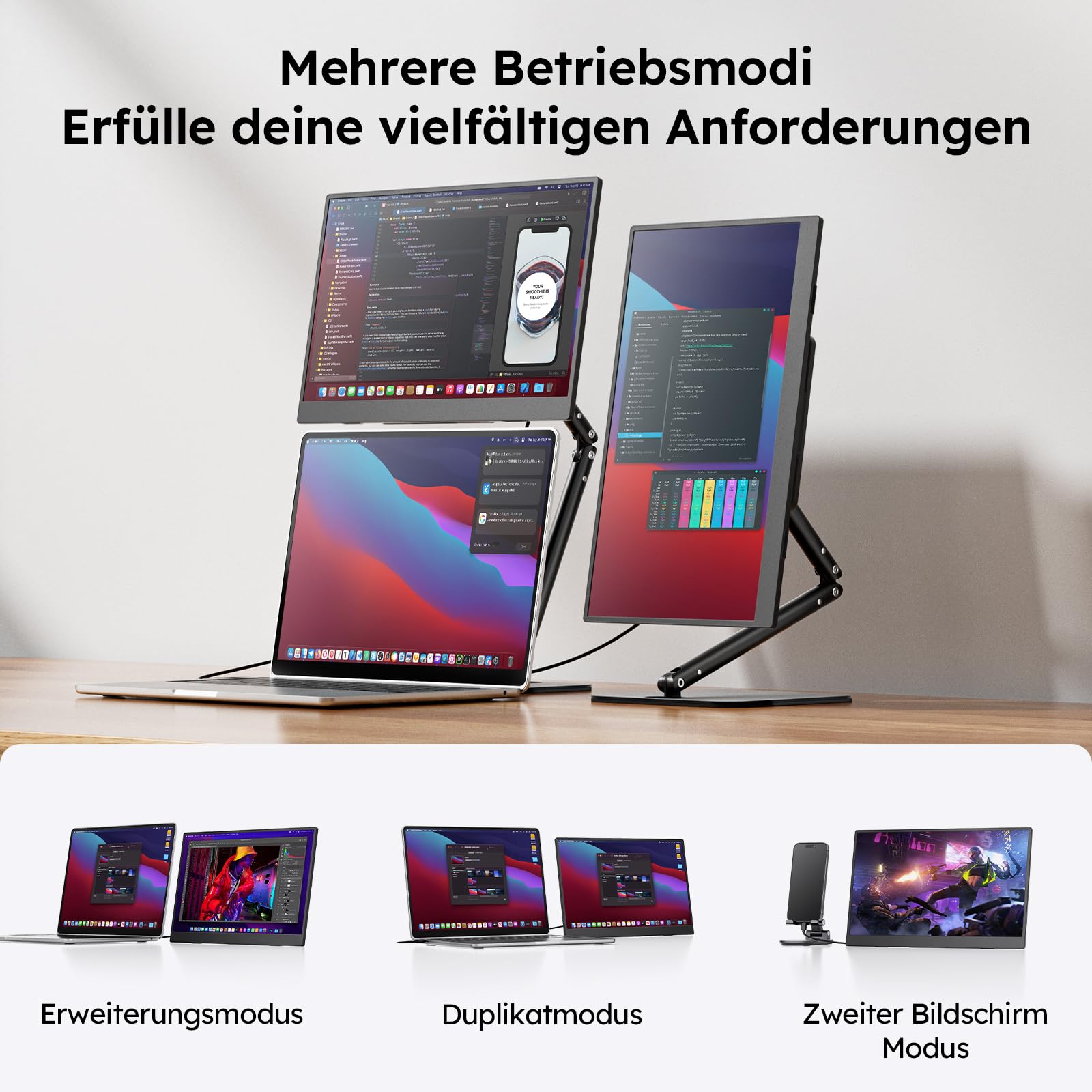 Dopesplay Monitor portatile da 15,6 pollici, monitor portatile IPS 1080P FHD con altoparlante e supporto, schermo USB-C/mini HDMI per laptop/PC/Mac/PS3/4/5/Xbox