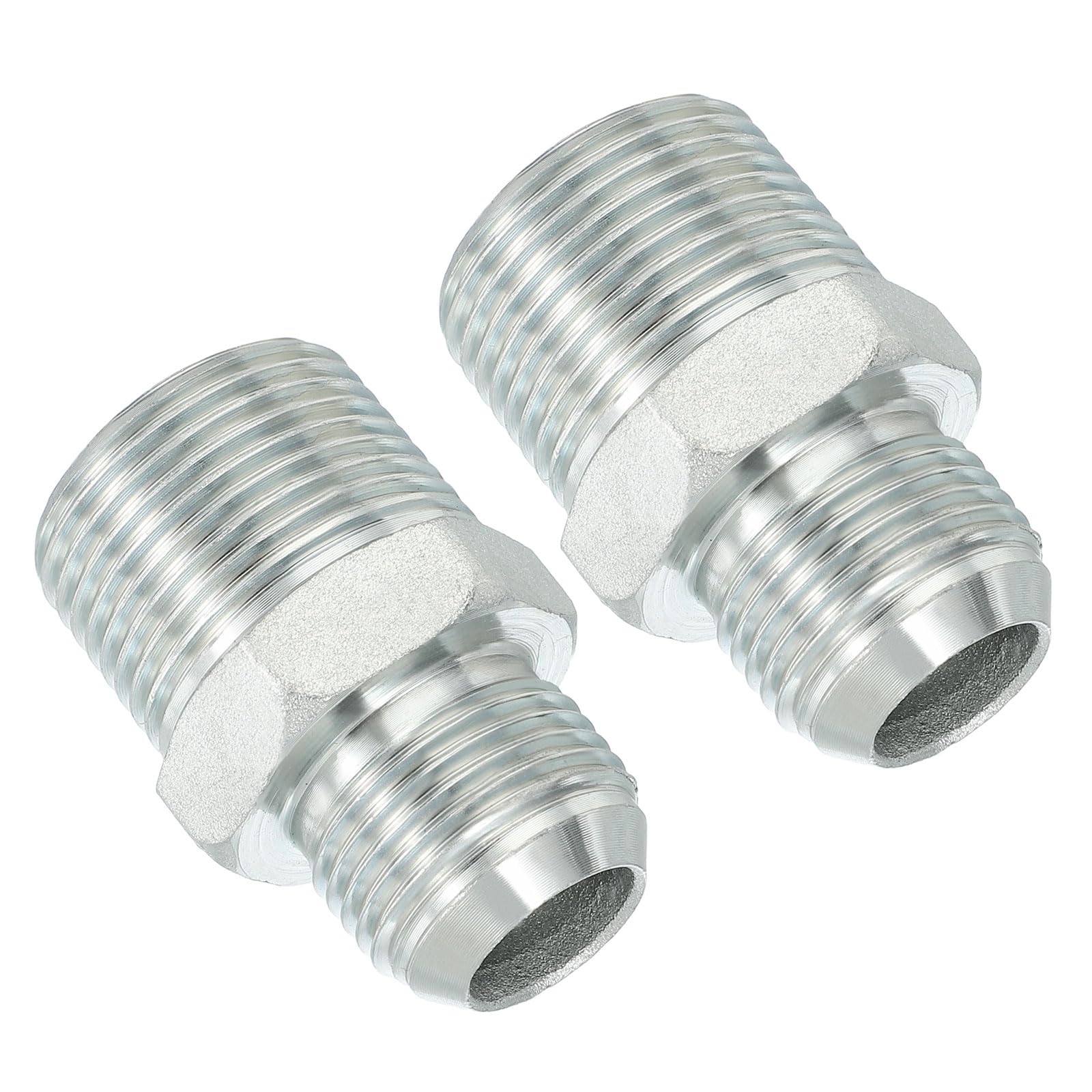 PATIKIL Pipe Adapter Connector 1-1/16" Male 74 ° Flare JIC x 1" Male R Pipe Fitting 2 Pcs Oil Feed Restrictor Fitting Hydraulic Connector for Oil Steam Water Pipelines System