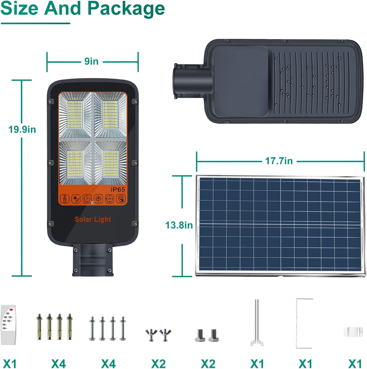 Gebosun 300W LED Solar Street Light Outdoor Solar Flood lamp 6000K Dusk to Dawn with Remote Control Security Waterproof Motion Sensor for Parking Lot, Garden, Warehouse,Pathway, Yard