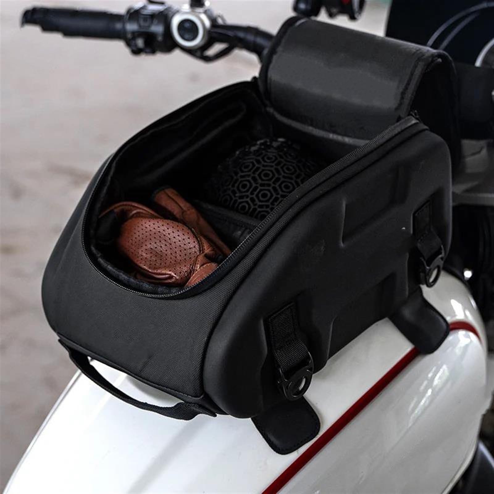 Bolsa Lateral para Casco De Moto Bolsa Trasera para Asiento De Motocicleta, Resistente Al Agua, De Gran Capacidad, Rígida, para Equipaje, Color Negro, para Depósito De Combustible