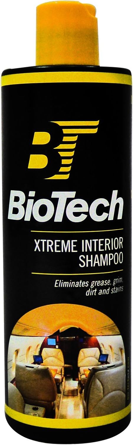 BioTech Xtreme Interior Shampoo, Upholstery shampoo, Carpet cleaner, Strong stain eliminator, Contains special cleaners, Concentrated, Pleasant fresh fragrance 16 oz (4)