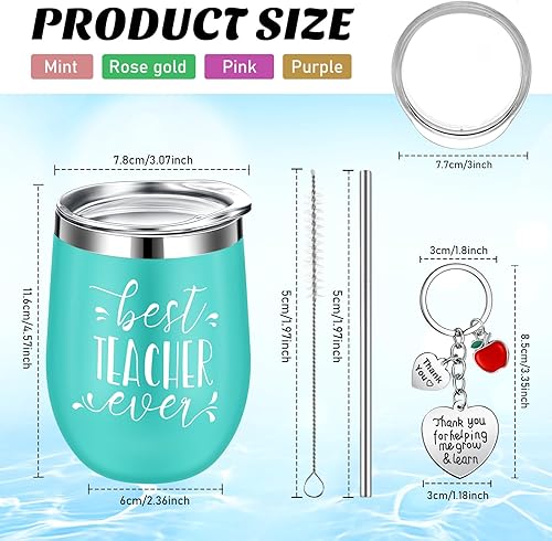 Miniatura 2 de Didaey Juego de 24 piezas de regalo de agradecimiento para profesores vaso de vino de 12 onzas para mujeres regalo del día de San Valentín para