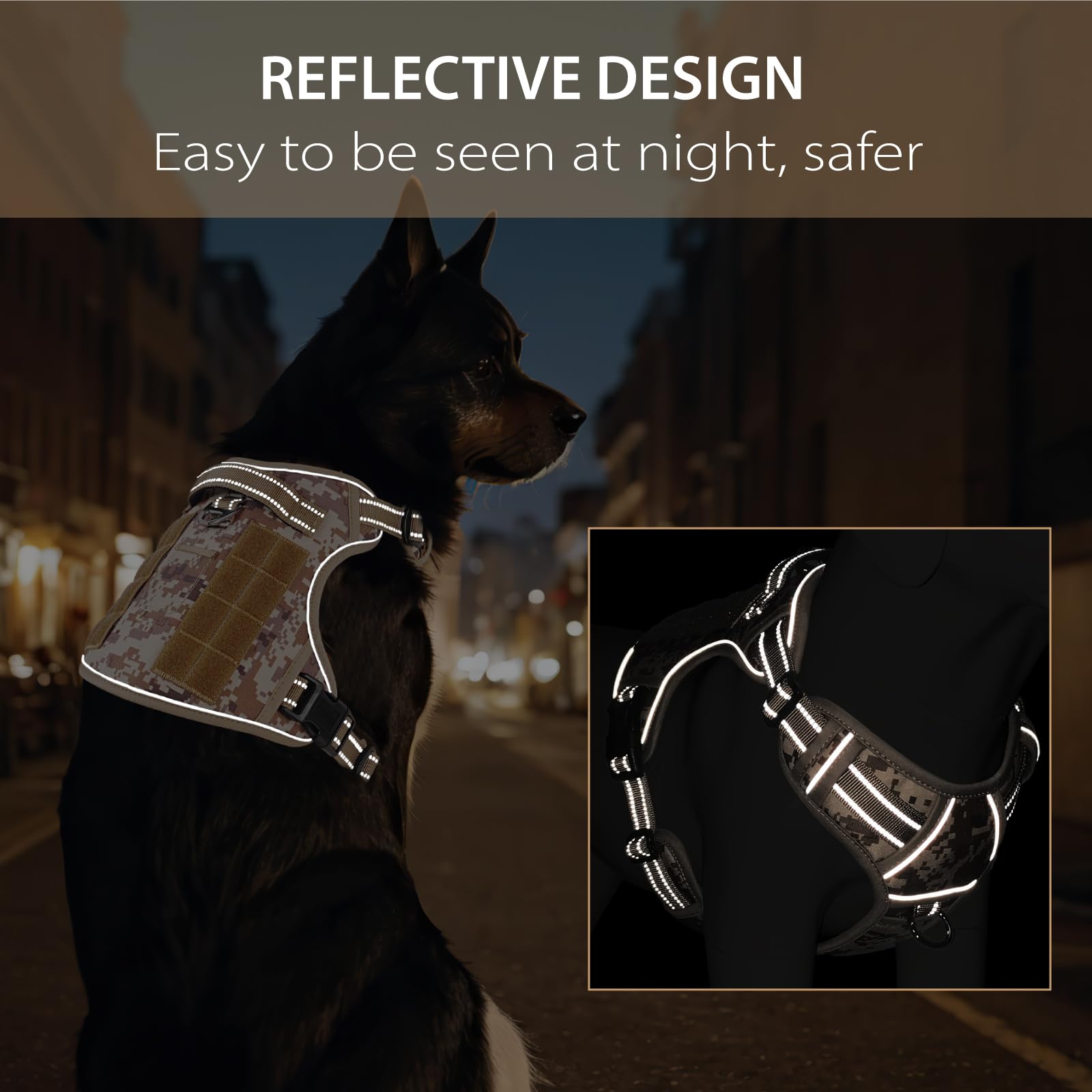 HEELE Dog Harness, Tactical Dog Harness with Molle Panel - Image 4
