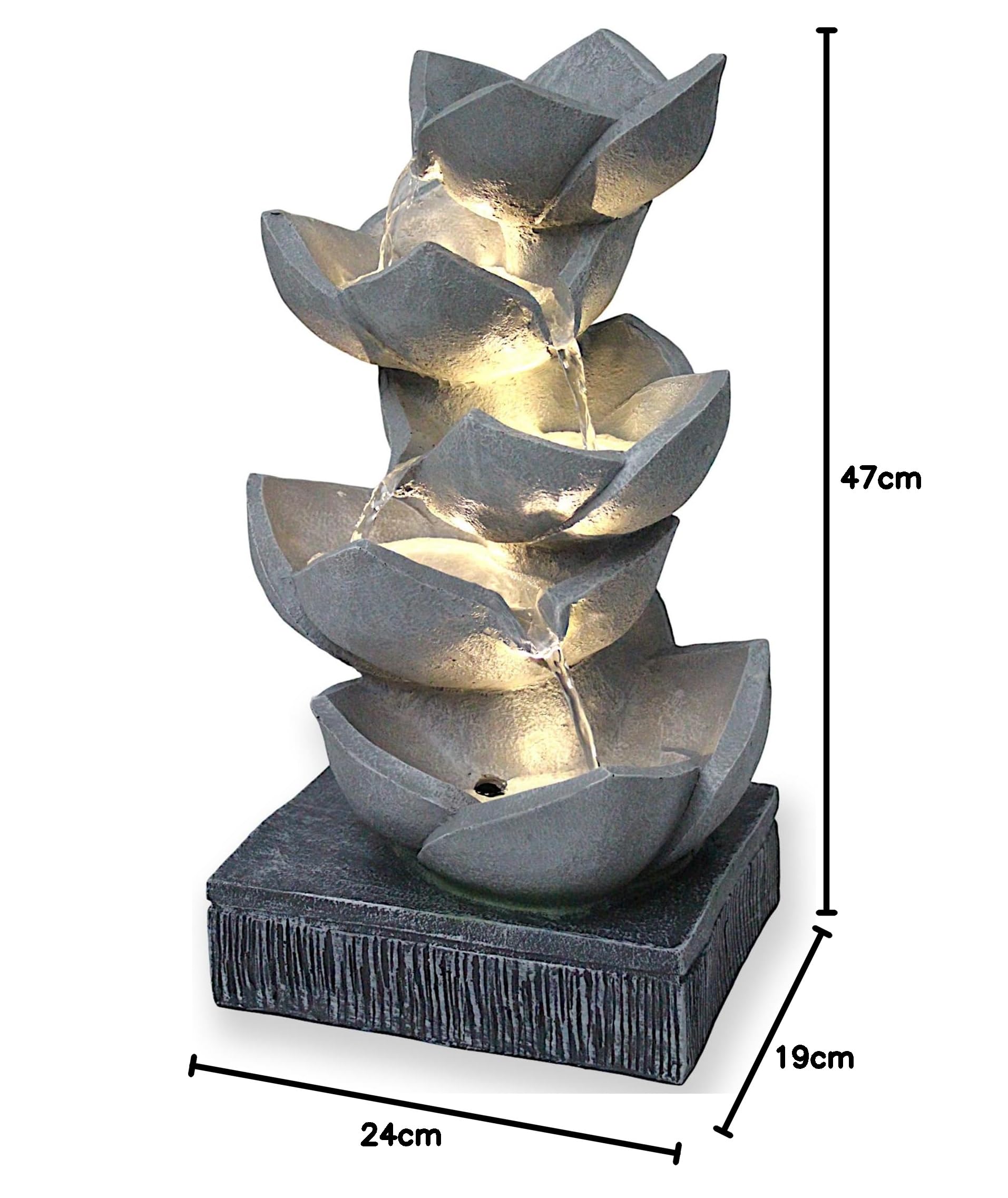 Springbrunnen BK901 mit LED Beleuchtung Gartenbrunnen Skulptur Gartenfigur Wasserspiel 47cm Kaskade Zimmerbrunnen Gartendekoration