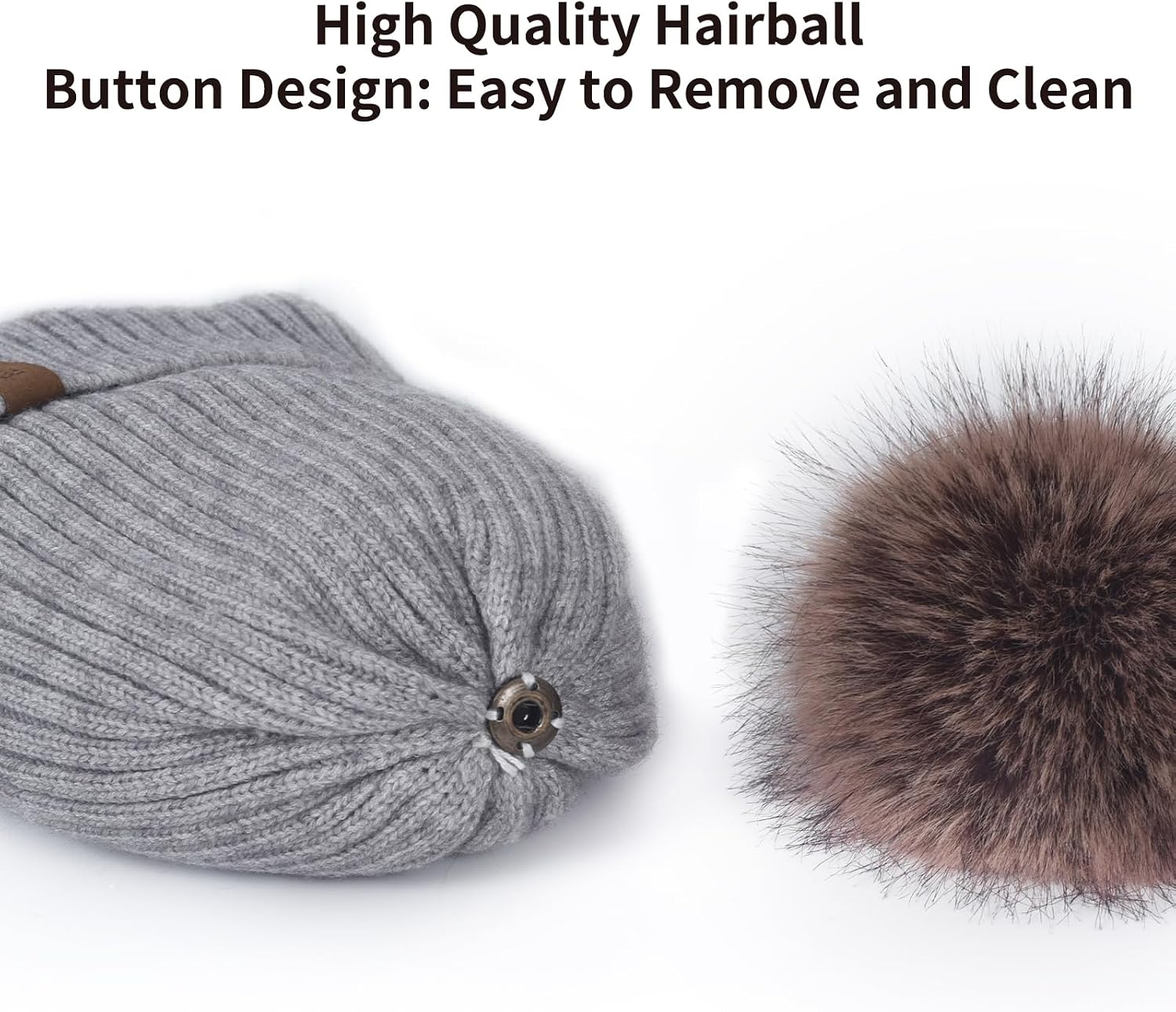 Winter Beanie Hat Scarf Gloves Set for Women, Classic Beanie with Removable Pom Pom Long Scarf Touchscreen Gloves 3 in 1 Set