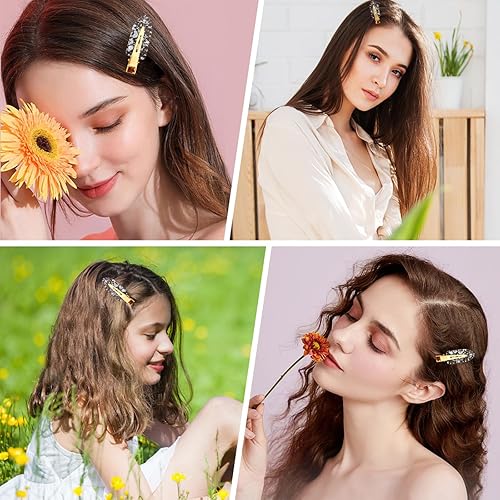 Miniatura 5 de KesaPlan 12 pinzas para el cabello sin doblar, con purpurina plateada, sin arrugas, pinzas para el cabello para peinar, pasador de pelo plano sin