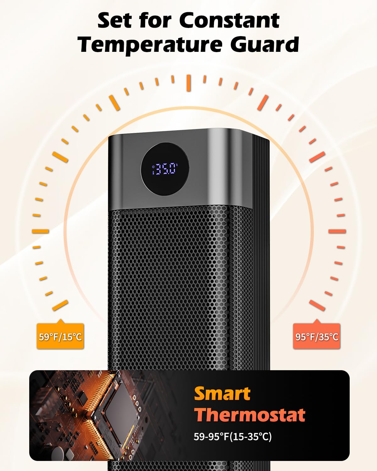 Sendowtek Calefactor Bajo Consumo 2000W, Space Heater con Control Remoto, Temporizador de 12H, Oscilación de 70°, Termostato, Calentador Eléctrico Portátil para Interiores Oficina Dormitorio