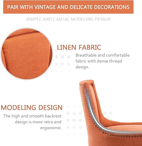 Miniatura 3 de Kiztir Juego de 2 sillas de comedor tapizadas, sillas de comedor de granja con patas de madera maciza, ribete de cabeza de clavo, silla de comedor