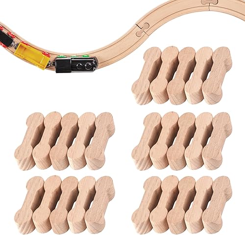 25 adaptadores de madera para huesos de perro, piezas de pista de tren para adolescentes, compatible con todos los juegos de rieles de tren de madera