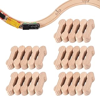 25 Pcs Wooden Dog Bone Track Connector, Wooden Train Connector Pieces Wooden Train Track Adapter Connector for Teens to Make Wood Railway Track, Compatible with All Wooden Train Track Sets