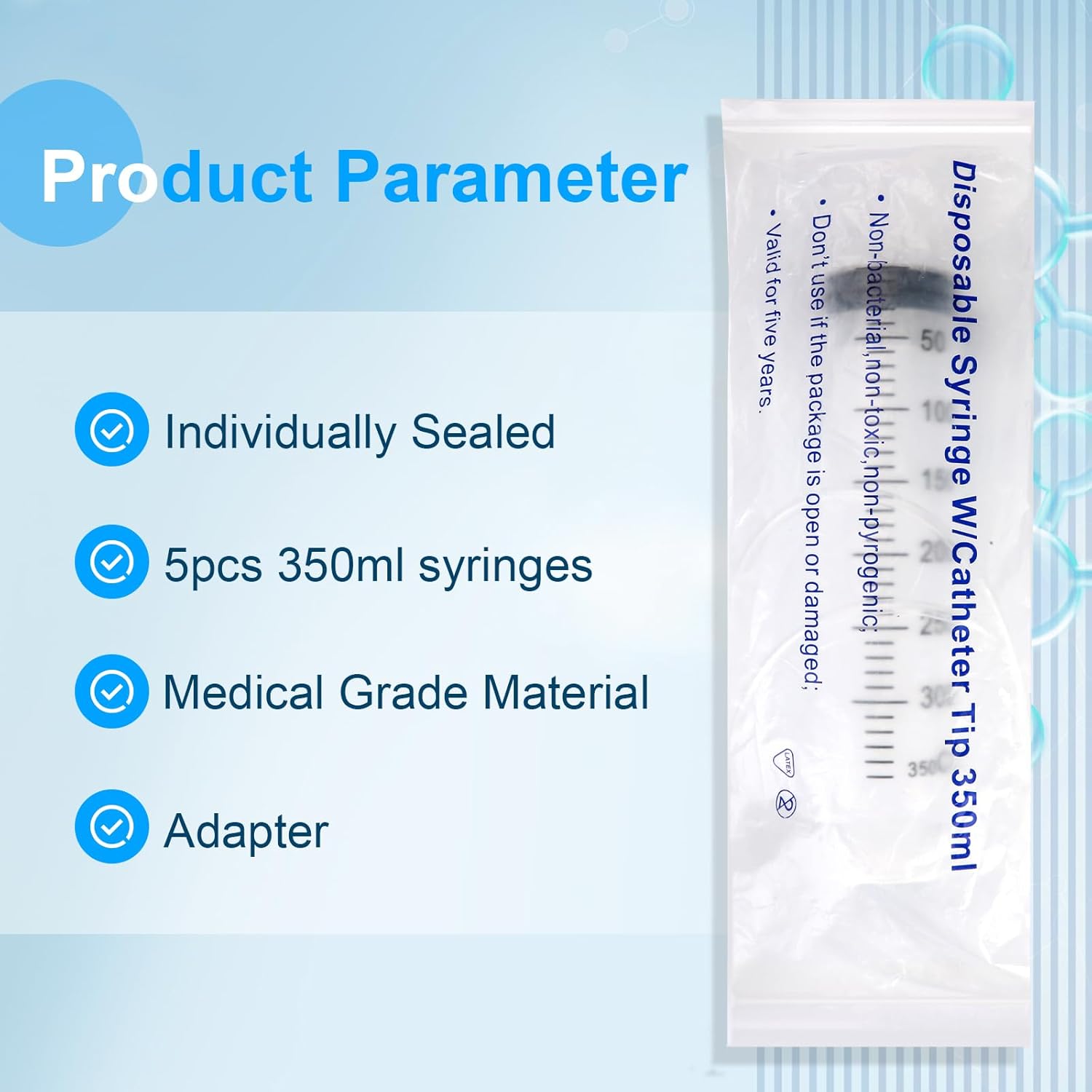5pcs 350ml Syringe, Extra Large Plastic Syringes for Glue Dispensing, Scientific Labs, Watering, Refilling, Multiple Uses
