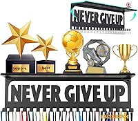 Vista 11 de Percha de medallas de metal, estante antideslizante para trofeos con 20 ganchos, montaje en pared, resistente, no doblado, soporta 22-33 libras