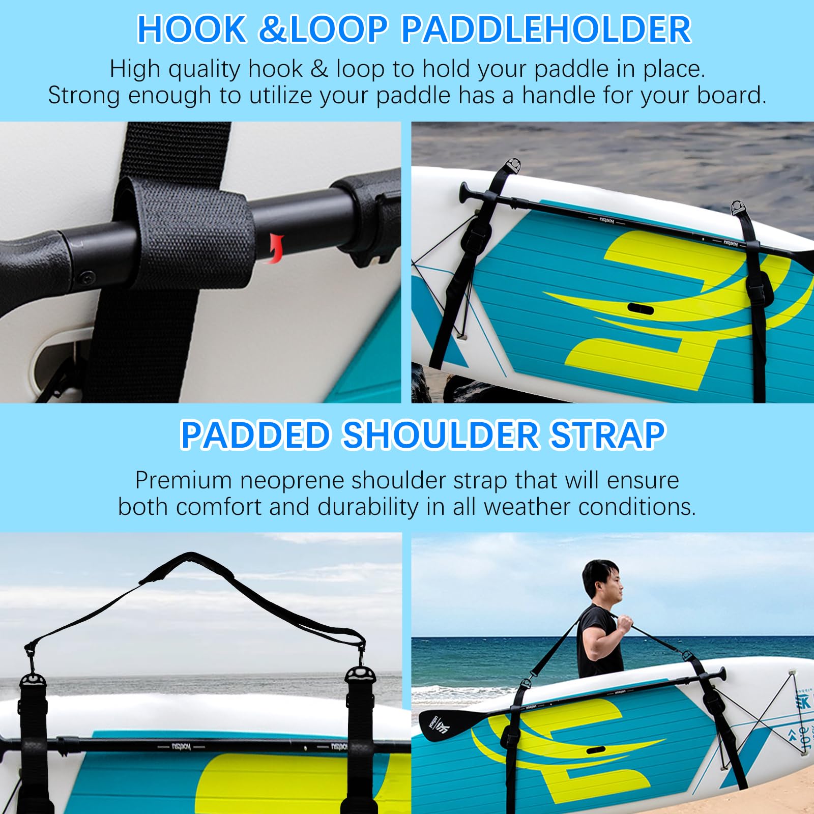 Correa de Tabla de Surf, Ajustable Correa de Transporte de Kayak, Sup,Tabla de Remo, Canoa, Stand Up Paddleboard