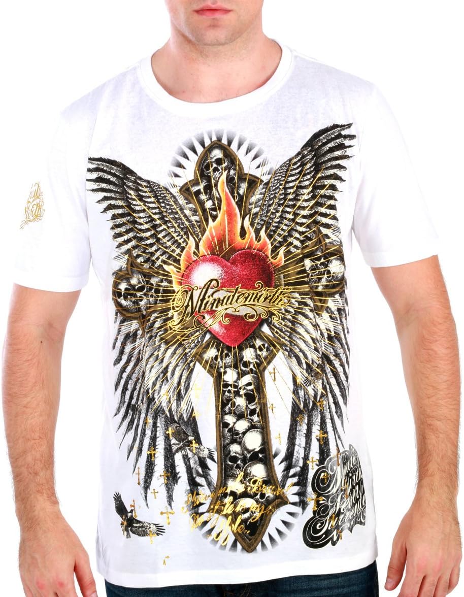 Crucifix Skull Heart Wing Cross Men T-Shirt Tattoo Rock Punk bmx Hip Hop #MB2