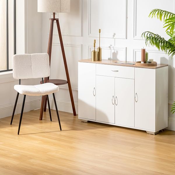 FurnitureR Buffet Multi-Storage Unit, Sideboard, Kitchen Cabinet, Cupboard with 4 Doors 1 Drawer, Large Shelf Space for Kitchen, Dining Room, Étagères et Rangements de Plats, Wood Top, 118 x 30 x 70cm - 3