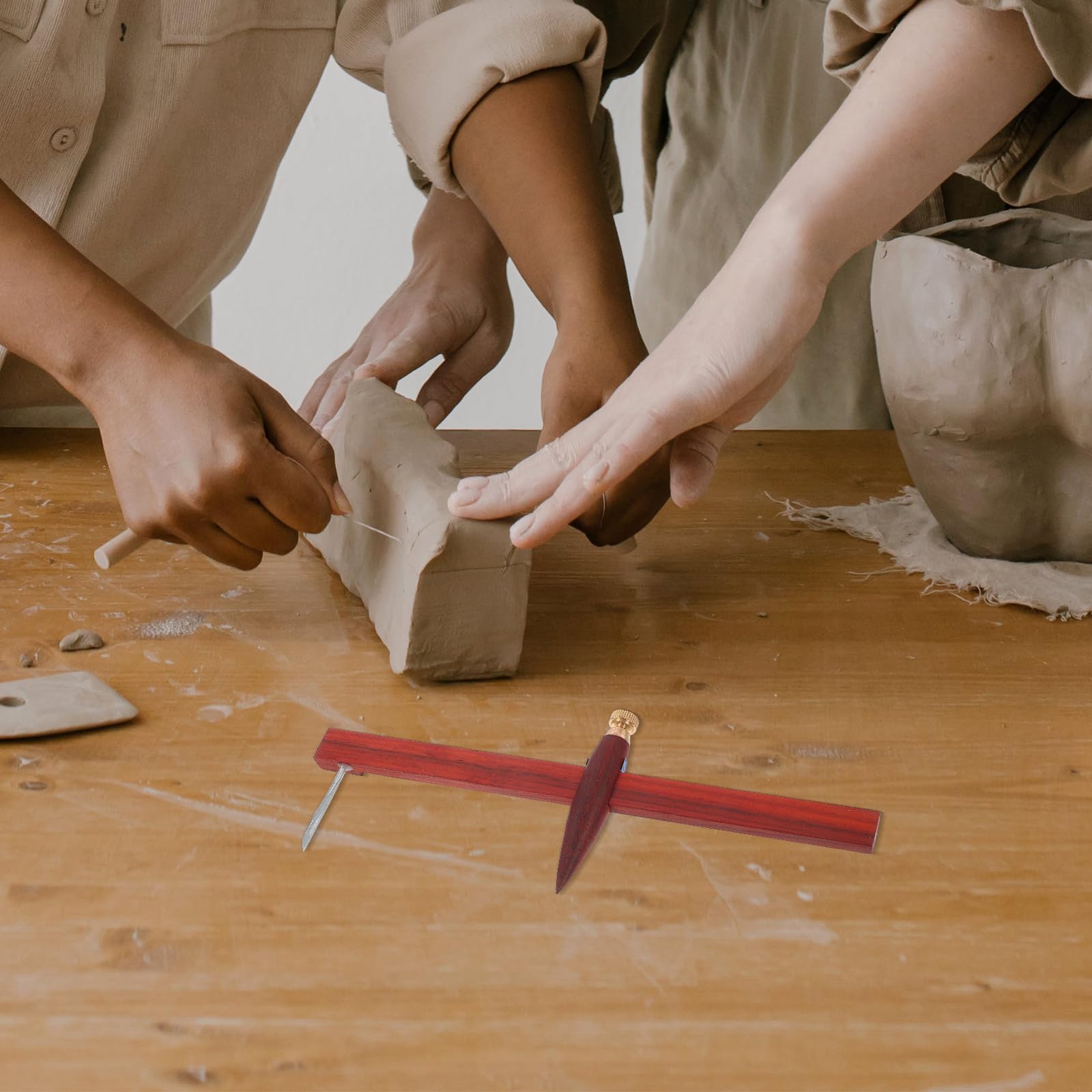 Kichvoe Taglierina per Cerchi in Argilla Compasso in Legno Strumento per Progetti Artigianali di Ceramica Lavorazione Fine e Precisa per Creazioni in Argilla Riutilizzabile