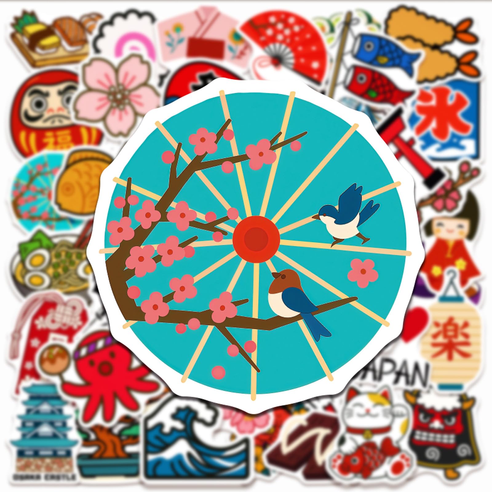 Japan Travel Stickers 50 Pcs Vinyl Waterproof Decal for Laptop Water Bottle Phone Car Window Bike Motorcycle Stakeboard Scrapbook Japanese Traditional Culture Sticker Gifts (Travel)