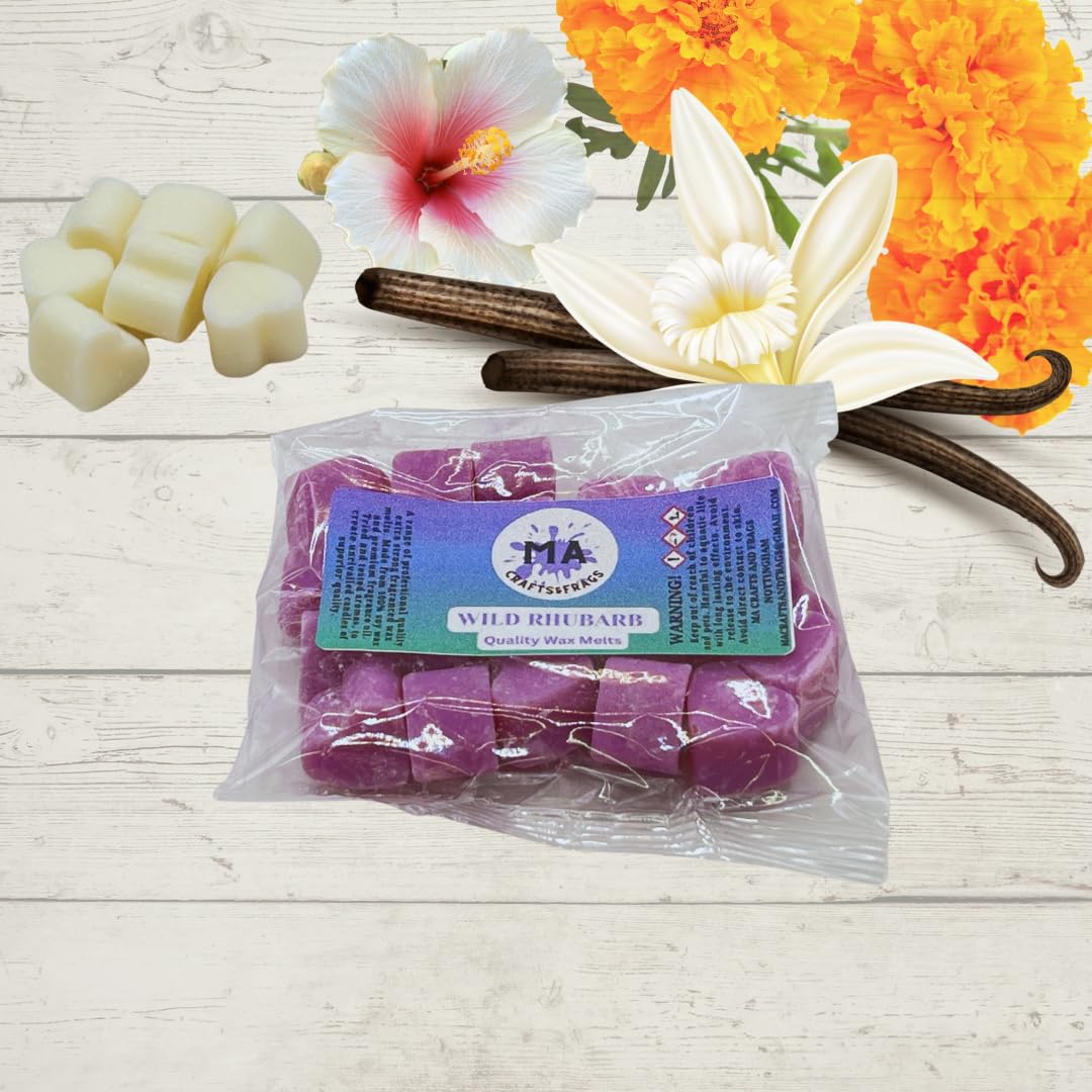 20 x Highly Scented Wax Melts Mini Hearts Handmade, Cruelty Free, Vegan Many fragrances (Wild Rhubarb)