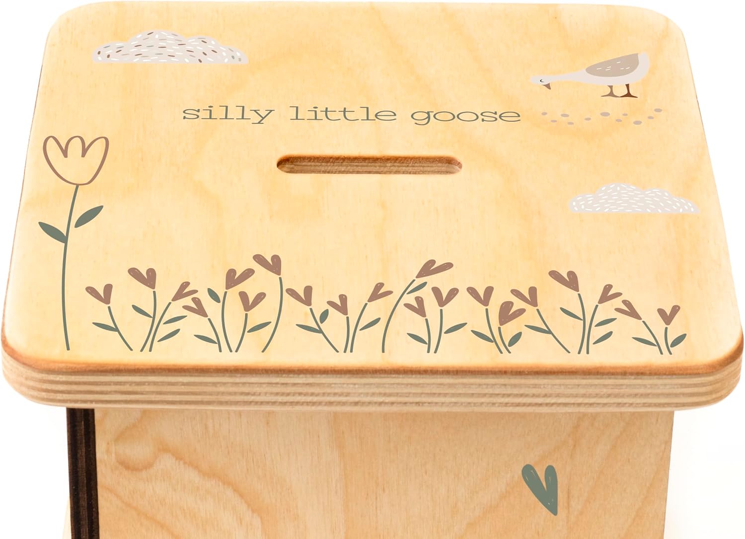 Wooden Piggy Bank for Kids and Adults, Personalized Gift Handmade in USA by BloomOwl, Custom Coin Bank for Boys and Girls (Goose)