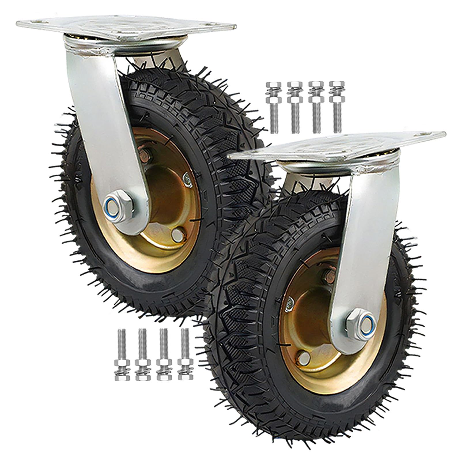 LIGUOYI 150/200/250MM Ruedas Industriales De Transporte, Ruedas Giratorias De Servicio Pesado Sin Arañazos Y Silenciosas Carga 300Kg, para Carro, Juego De 2 Ruedas Fijo Robusta De Goma