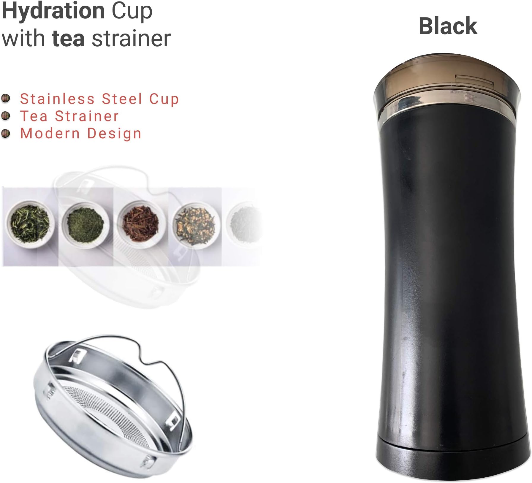 Smart Water Bottle Hydration Tracker (Black)