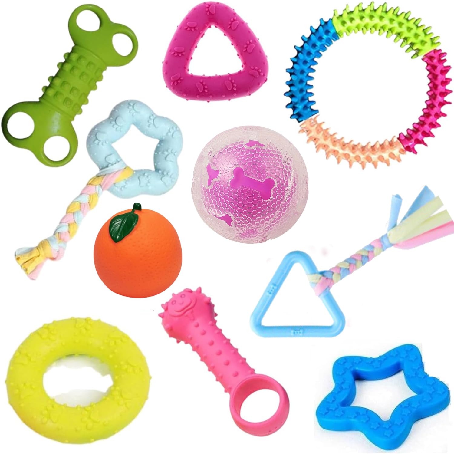 emily pets Dog Chew Toys Combo of 10pcs Rubber Ring Toy,Teether,Dumble Teether & Latex Non-Toxic Toys Dog Toys & Puppy Toys (Color May Vary) (B097ZWVGZB) Amazon Price History, Amazon Price Tracker