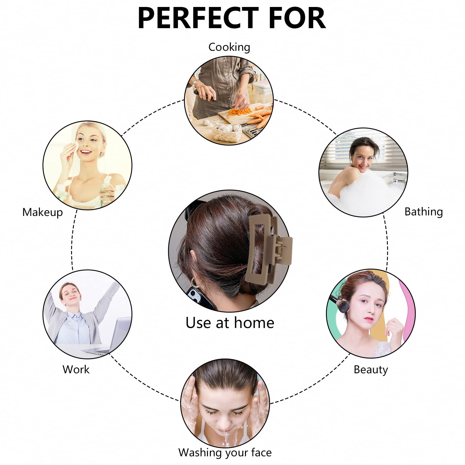Somnr® 3 PCS Claw Hair Clips for Women and Girls 3.4"ABS Material Anti Slip Strong Hold Rectangle Hair Claw - Image 3
