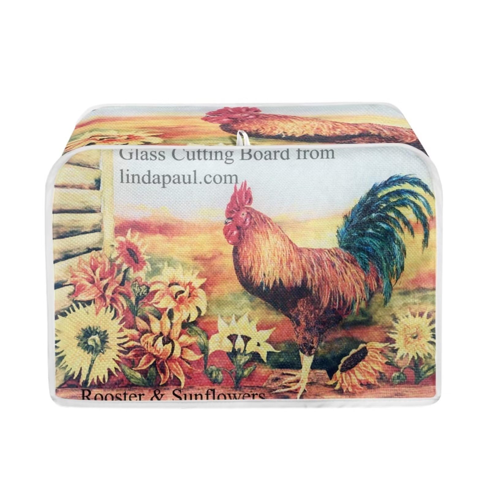 JSLXYYBQ Roosters Chickens and Sunflowers Toaster Covers 2 Slice Wide Slot Dustproof Fingerprint Protectors and Greasy Protection Anti-sputtering Machine Washable Women Gift