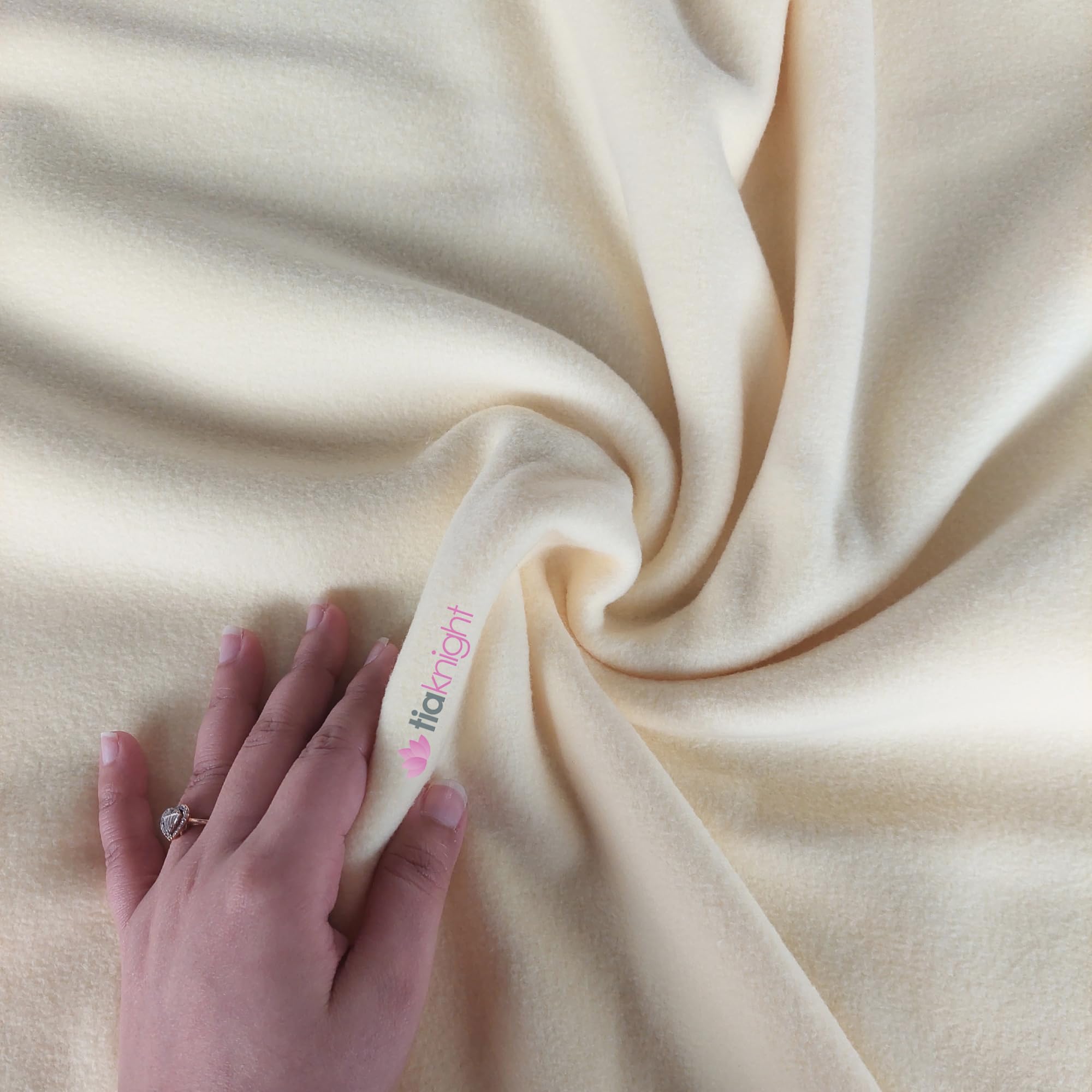 Anti-Pill Polar Fleece Fabric | Soft, Thick & Cuddly Washable Material | 150 cm Wide | Sold by The Metre | 50+ Colours (by Tia Knight) (Ivory, Metre (Continuous Length))