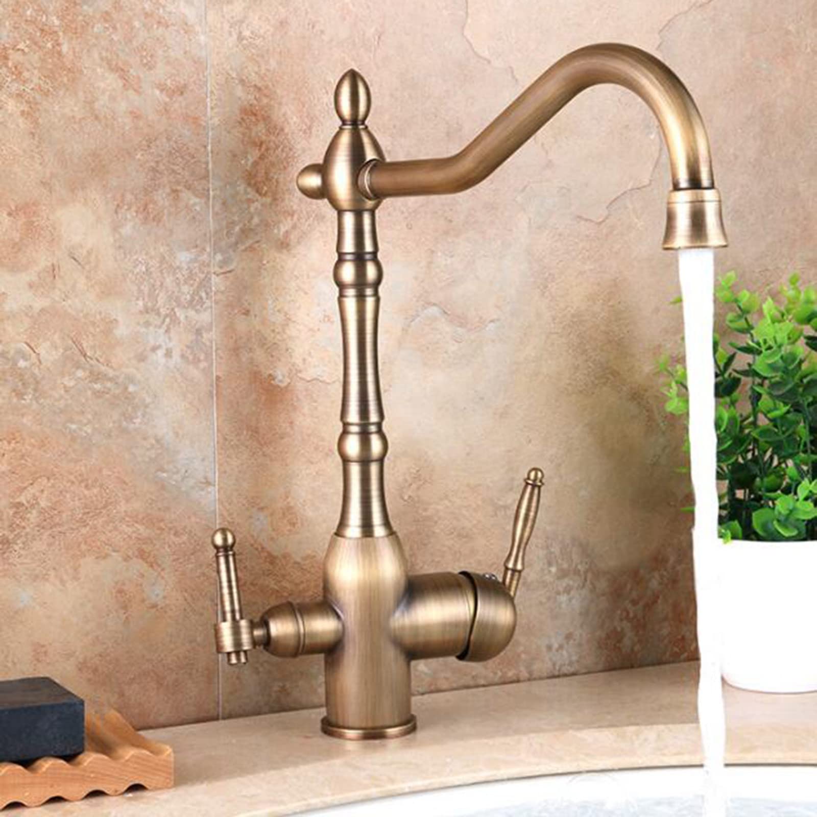 Robinet de cuisine mitigeur 3 voies eau chaude froide laiton durable