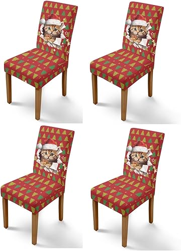 Vista 47 de Rnyleeg Juego de 6 fundas protectoras para sillas de comedor de Navidad, sin brazos, diseño de árbol de Navidad, para sala de estar, diseño de árbol