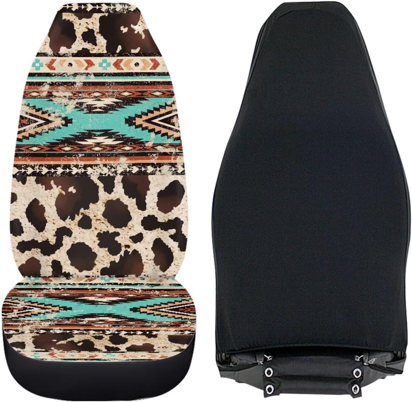 Brown Cow Geometry Print Car Seat Cover Universal Front Seats Covers Fit for Most Cars,SUVs,Sedans,Trucks or Van